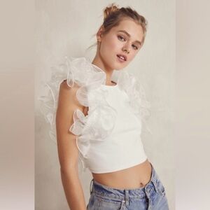 Free People House Party Crop Top White Size Small